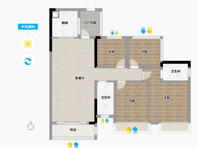 广西壮族自治区-南宁市-梦之岛江湾一品-103.29-户型库-采光通风