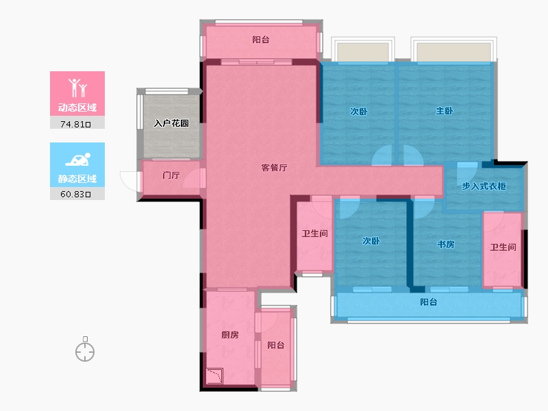 广西壮族自治区-南宁市-梦之岛江湾一品-125.88-户型库-动静分区