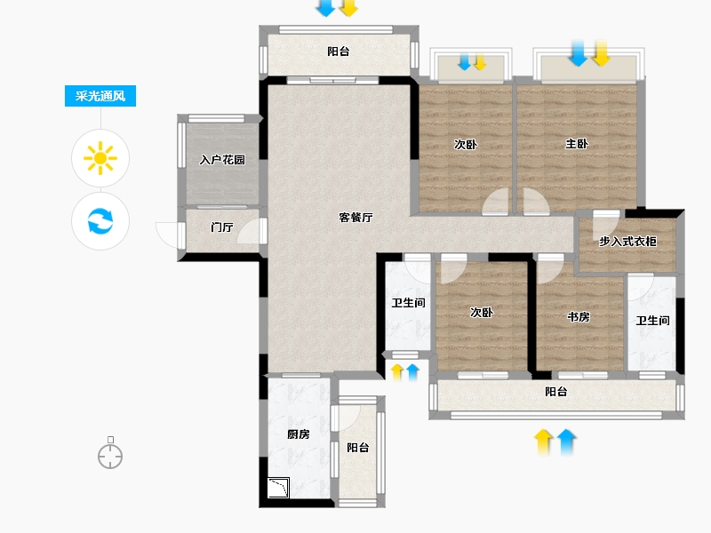 广西壮族自治区-南宁市-梦之岛江湾一品-125.88-户型库-采光通风