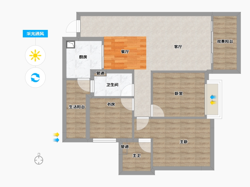 四川省-泸州市-鸿通海上威尼斯-81.83-户型库-采光通风