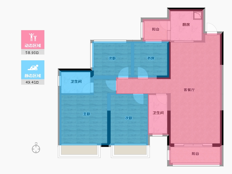 广西壮族自治区-南宁市-梦之岛江湾一品-95.95-户型库-动静分区