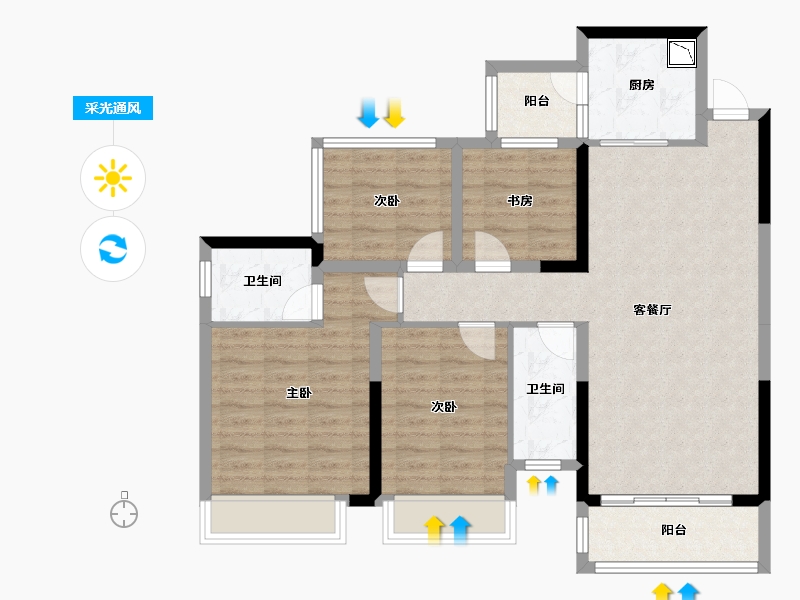 广西壮族自治区-南宁市-梦之岛江湾一品-95.95-户型库-采光通风