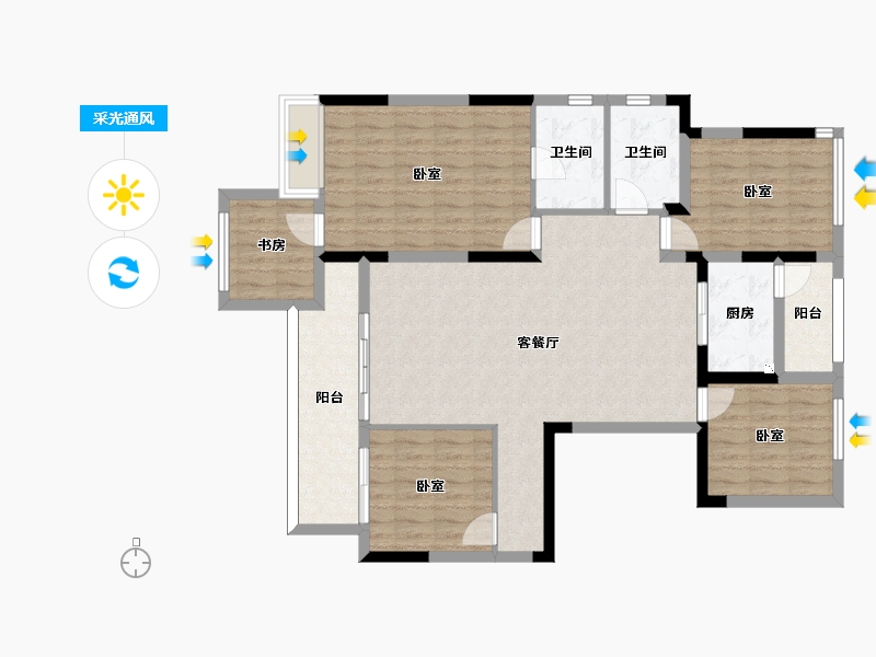 四川省-泸州市-金科博翠湾-115.19-户型库-采光通风