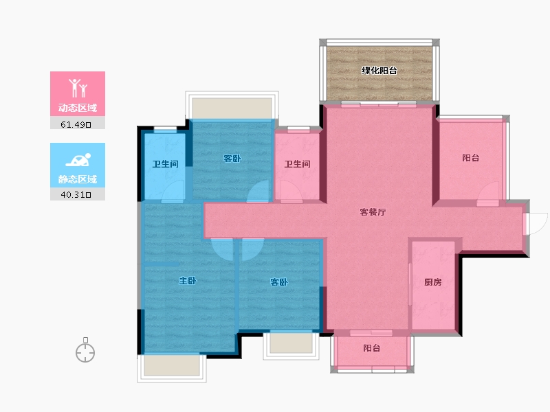 广西壮族自治区-南宁市-彰泰滨江学府-98.80-户型库-动静分区