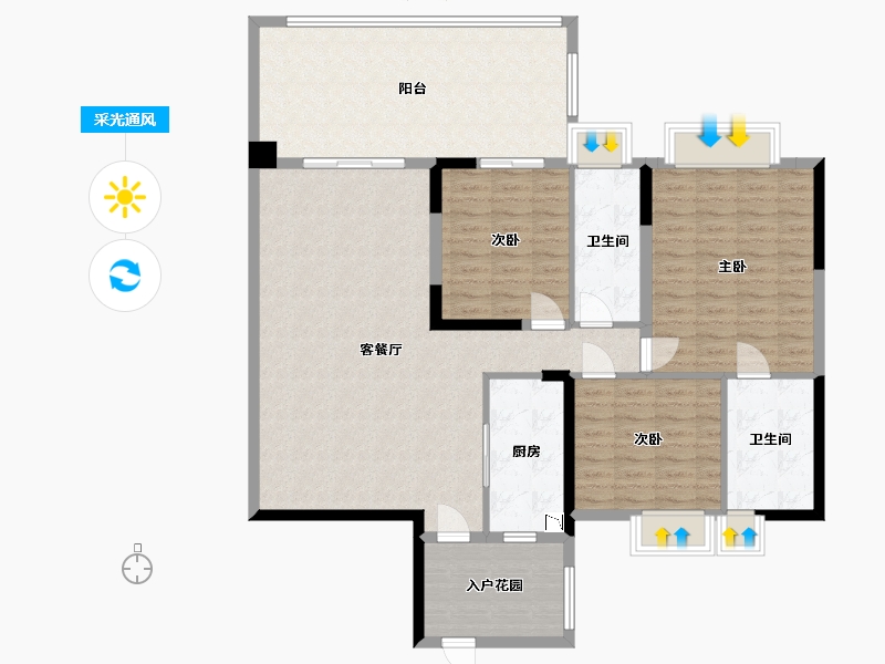 广东省-中山市-聚豪园-133.22-户型库-采光通风