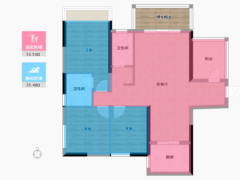 广西壮族自治区-南宁市-彰泰滨江学府-85.30-户型库-动静分区