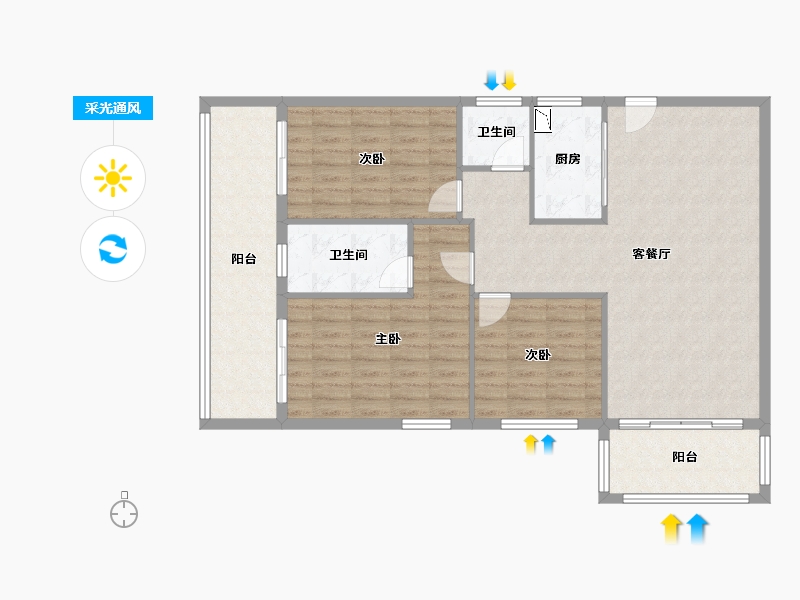 广西壮族自治区-南宁市-桃源湖居-107.71-户型库-采光通风