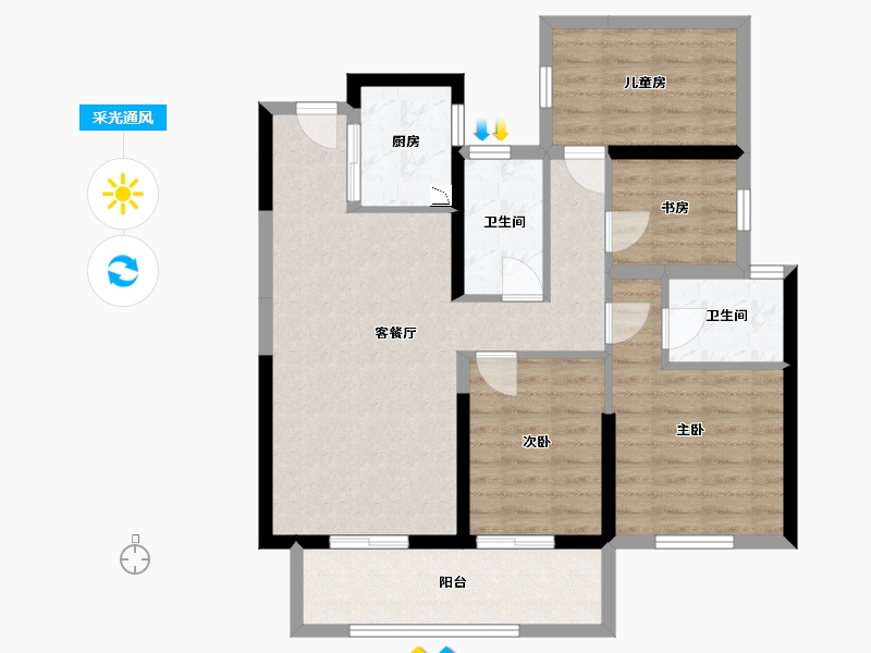 广西壮族自治区-南宁市-建发玺院-86.45-户型库-采光通风