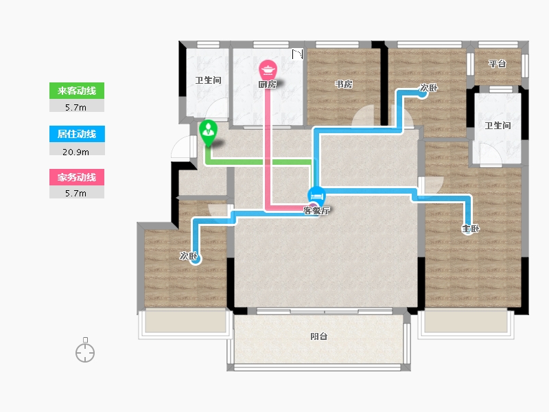 浙江省-杭州市-玖峯汇-112.86-户型库-动静线