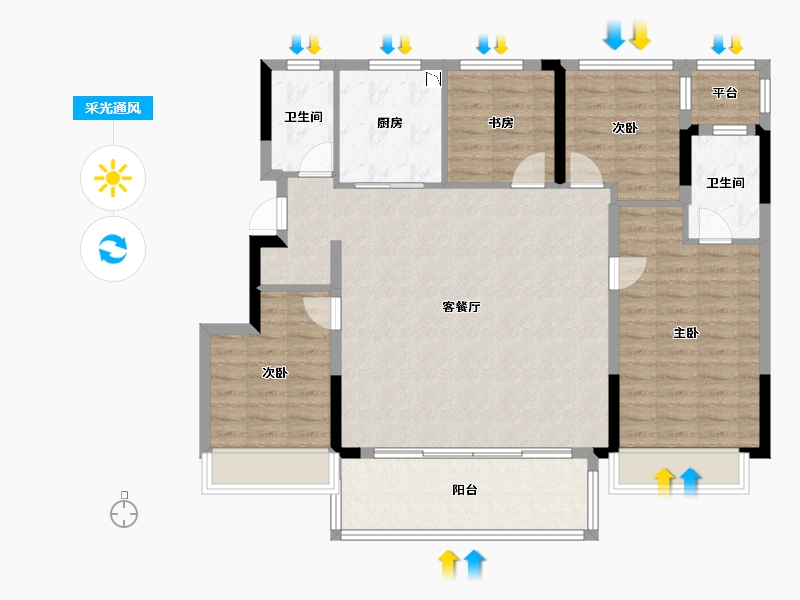 浙江省-杭州市-玖峯汇-112.86-户型库-采光通风