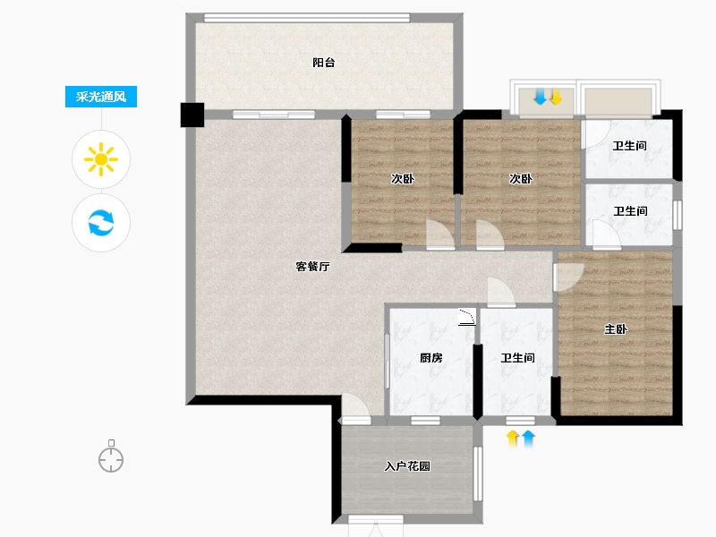 广东省-中山市-聚豪园-124.80-户型库-采光通风