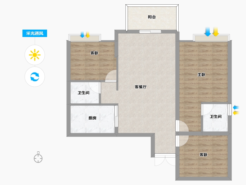 四川省-泸州市-锦绣山水印象-85.06-户型库-采光通风