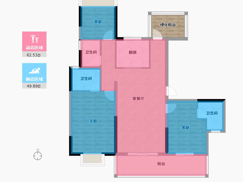 广西壮族自治区-南宁市-彰泰滨江学府-106.51-户型库-动静分区