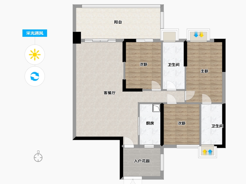 广东省-中山市-聚豪园-119.49-户型库-采光通风