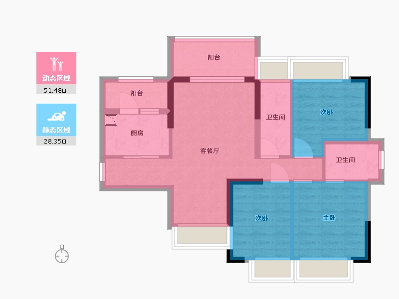 广东省-中山市-富盈居二期-70.13-户型库-动静分区