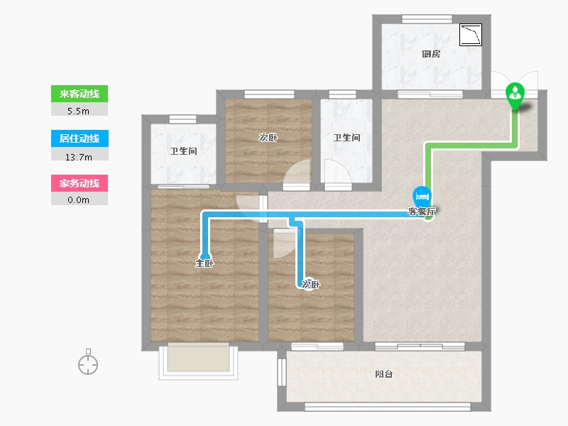 河北省-沧州市-吾悦华府-79.69-户型库-动静线