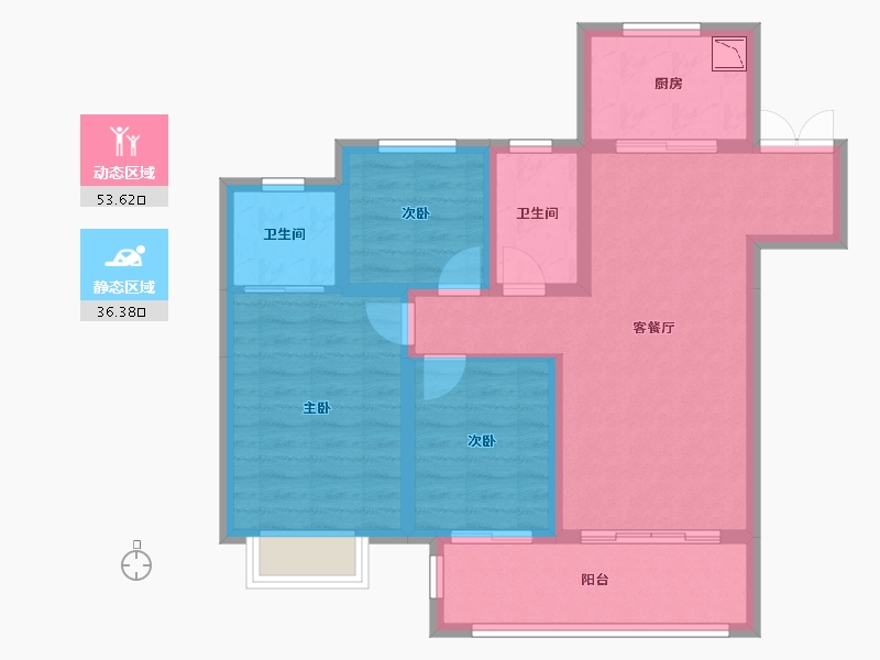 河北省-沧州市-吾悦华府-79.69-户型库-动静分区