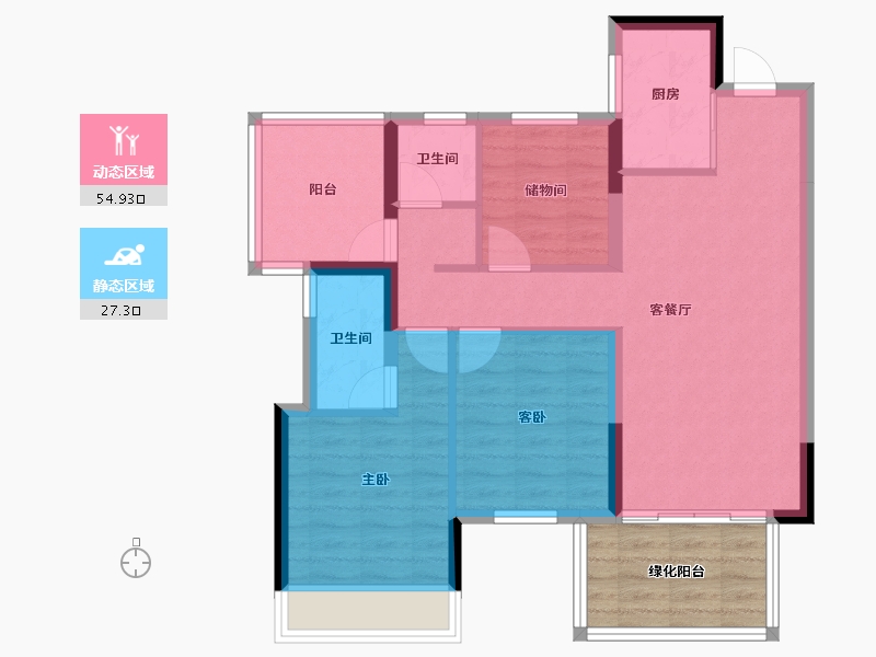 广西壮族自治区-南宁市-彰泰滨江学府-80.17-户型库-动静分区