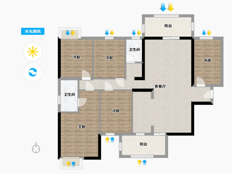 广西壮族自治区-南宁市-阿尔卑斯-125.74-户型库-采光通风