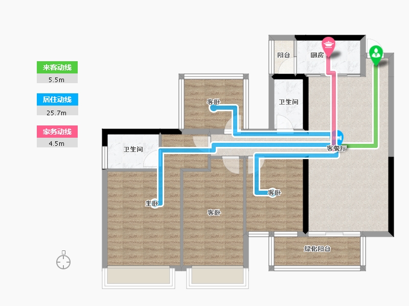 广西壮族自治区-南宁市-大和平华西茗城-101.45-户型库-动静线