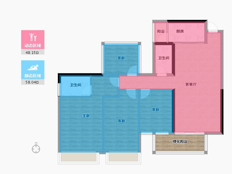 广西壮族自治区-南宁市-大和平华西茗城-101.45-户型库-动静分区