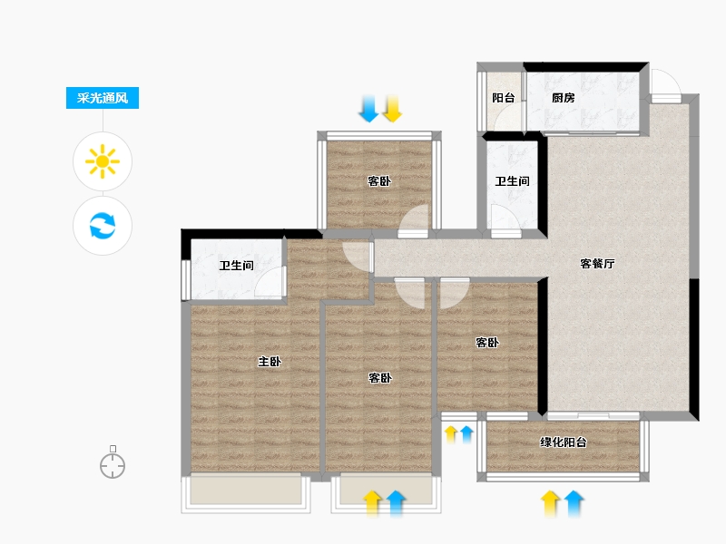 广西壮族自治区-南宁市-大和平华西茗城-101.45-户型库-采光通风