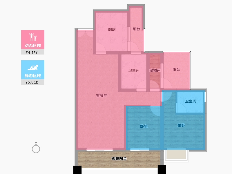 四川省-泸州市-恒正天泰仁和-88.25-户型库-动静分区