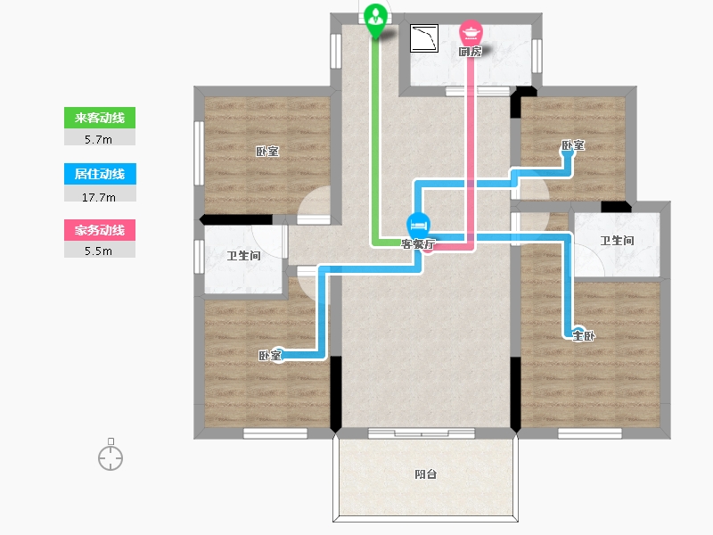 四川省-泸州市-远达御江府-90.26-户型库-动静线