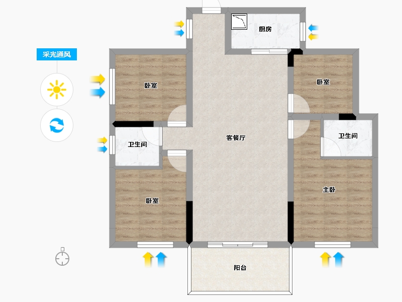 四川省-泸州市-远达御江府-90.26-户型库-采光通风