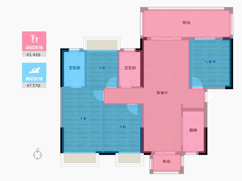 广西壮族自治区-南宁市-招商十里云裳-98.42-户型库-动静分区