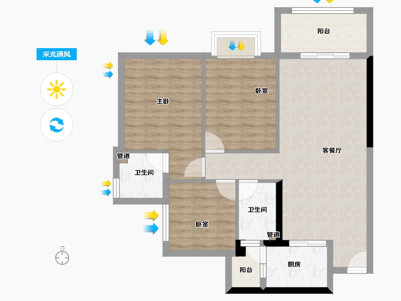 四川省-泸州市-鸿通海上威尼斯-80.75-户型库-采光通风