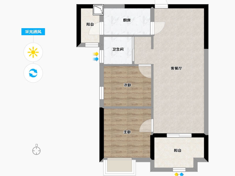 广西壮族自治区-北海市-碧桂园北海阳光-58.12-户型库-采光通风