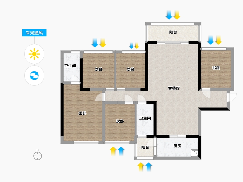 广东省-中山市-龙光・天禧-118.40-户型库-采光通风