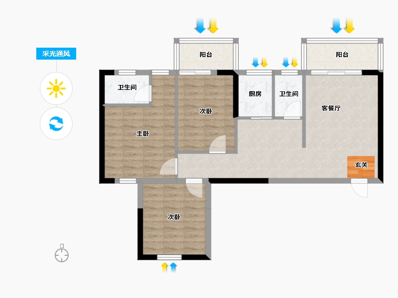 广东省-潮州市-朝晖华府-78.69-户型库-采光通风