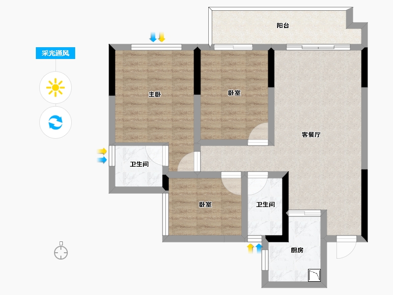 四川省-泸州市-远达御江府-73.08-户型库-采光通风