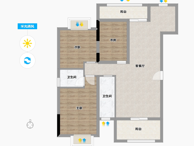 广西壮族自治区-北海市-家易文莉园-85.01-户型库-采光通风