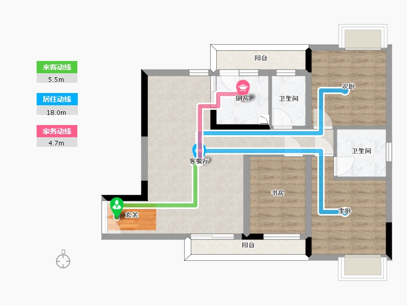 四川省-泸州市-万华玖玺府-74.57-户型库-动静线