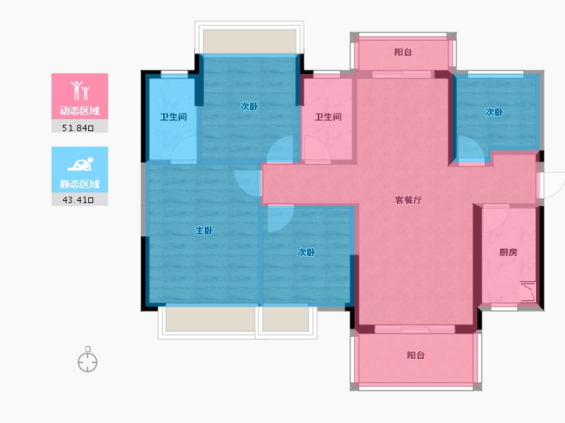 广西壮族自治区-南宁市-龙光玖珑郡-84.55-户型库-动静分区