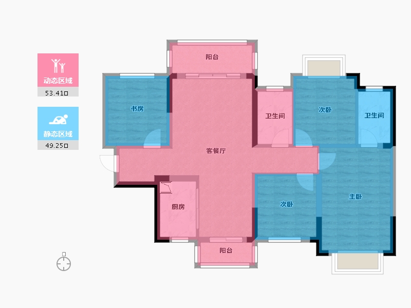 广西壮族自治区-南宁市-中梁国宾熙岸-91.08-户型库-动静分区