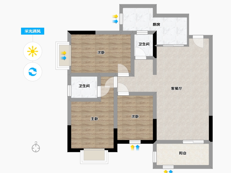 广西壮族自治区-北海市-汇联·海湾明珠二期-83.46-户型库-采光通风