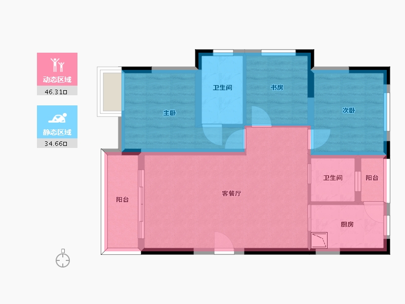 四川省-泸州市-万华玖玺府-71.57-户型库-动静分区