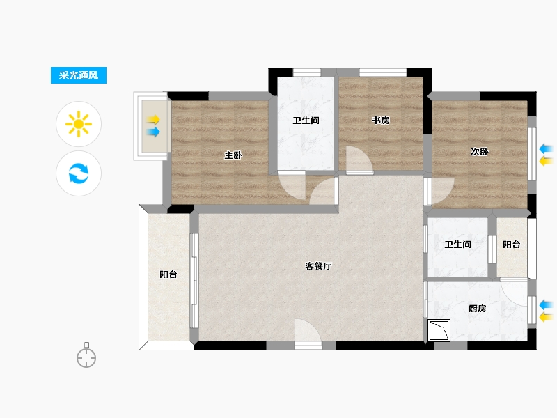 四川省-泸州市-万华玖玺府-71.57-户型库-采光通风