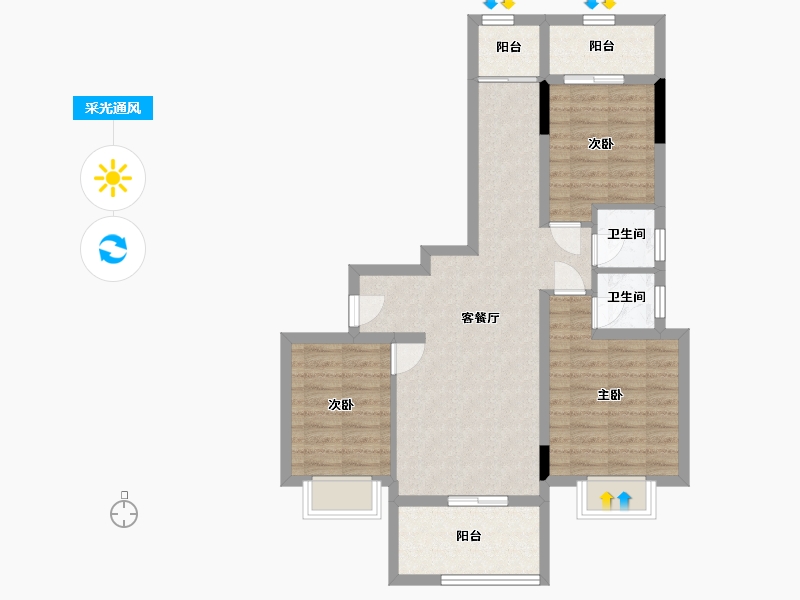 广西壮族自治区-北海市-家易文莉园-78.56-户型库-采光通风