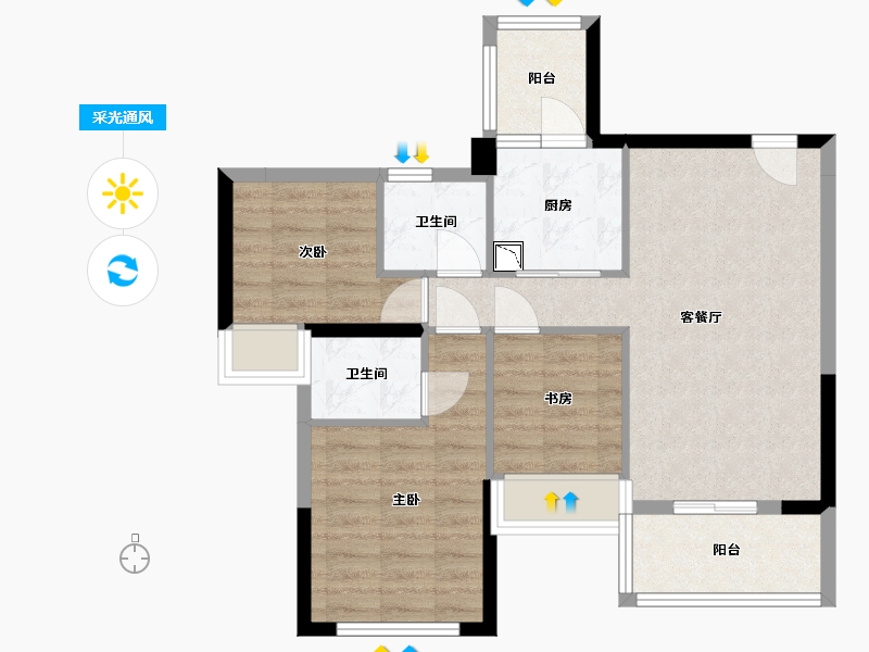 广东省-中山市-纯水岸-69.11-户型库-采光通风