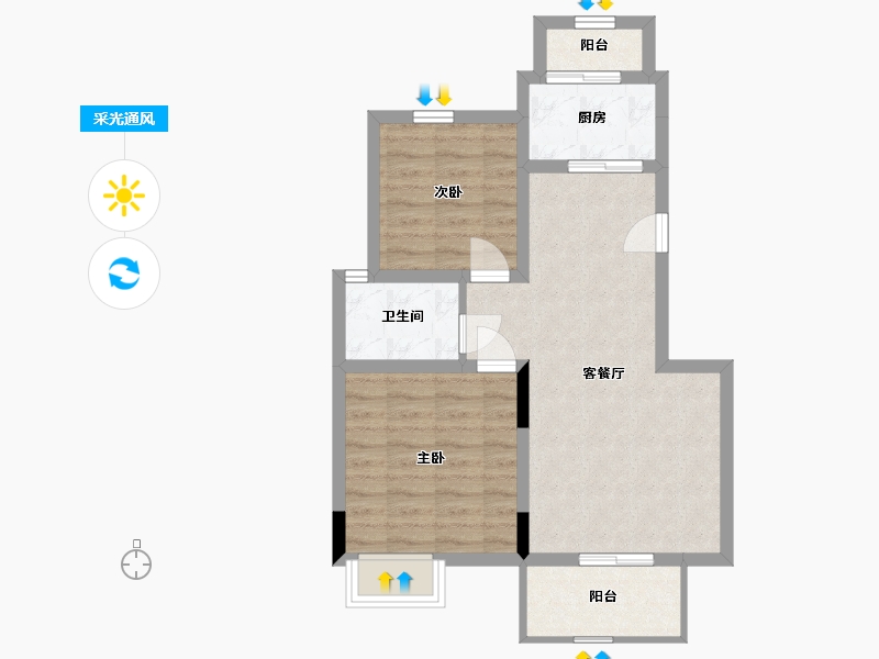 广西壮族自治区-北海市-桐洋华府-62.63-户型库-采光通风