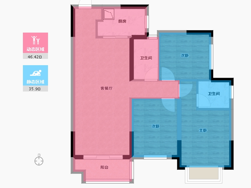 广西壮族自治区-南宁市-中梁国宾熙岸-72.86-户型库-动静分区