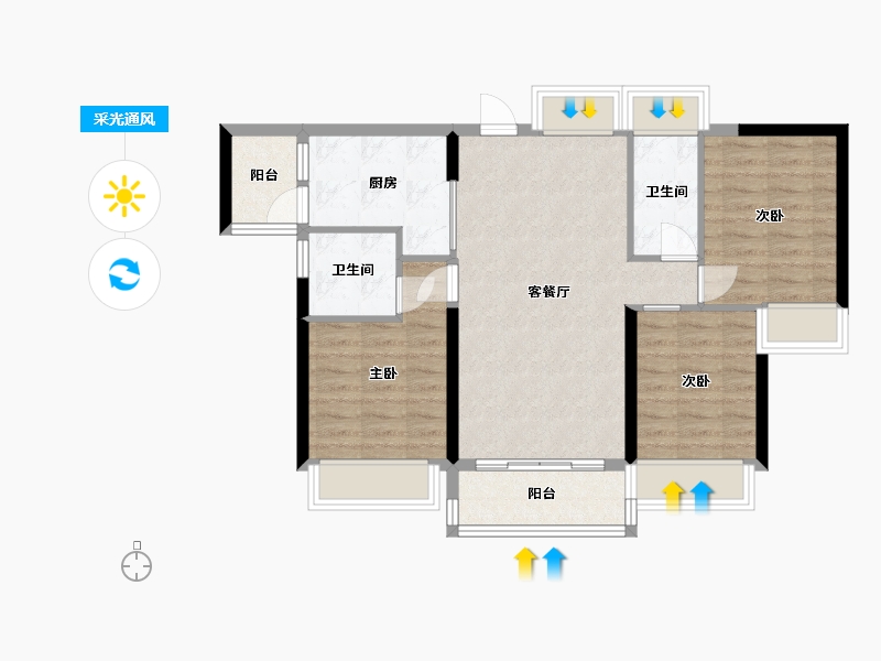 广东省-中山市-碧桂园招商大名府-76.49-户型库-采光通风