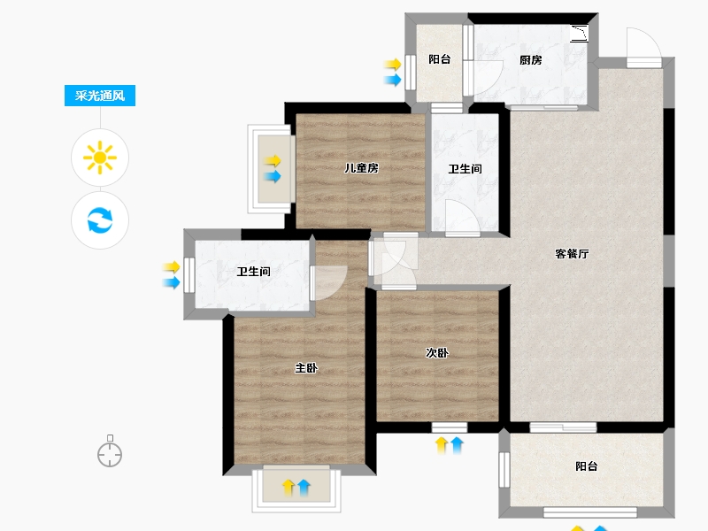 广西壮族自治区-南宁市-南宁宝能城-78.37-户型库-采光通风