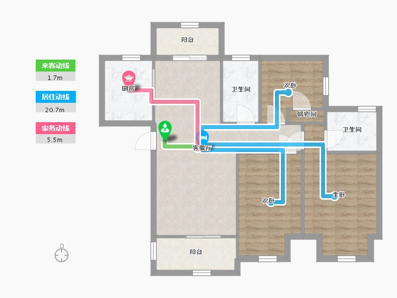 广西壮族自治区-南宁市-南宁江南万达广场-82.68-户型库-动静线