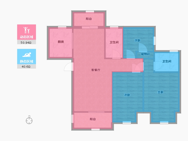 广西壮族自治区-南宁市-南宁江南万达广场-82.68-户型库-动静分区